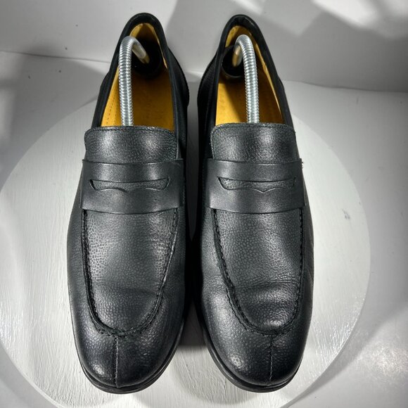 Sandro Moscoloni Mens Size 10 Leather Loafers Shoes Dress Black Apron Split Toe - Picture 2 of 12